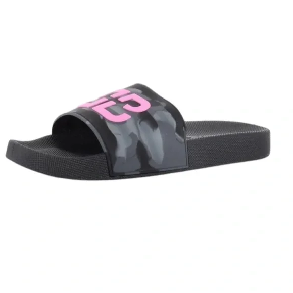 BIRDIEBEE Black Camo Slide Sandal with Pink Logo NIB dg-36386801-2 main image 3